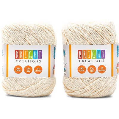 2 Pack 3.5oz Cream White Cotton Yarn Skeins 165 Yards, Knitting and Crochet Yarn Bulk for Art and DIY Craft Projects