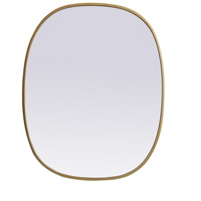 Elegant Lighting Metal Frame Oval Mirror 24x30 Inch in Brass