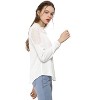 INSPIRE CHIC Women's Tie V Neck Lace Yoke Long Sleeve Chiffon Blouse - 4 of 4