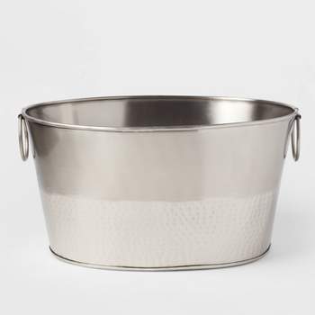 Clear Premium Plastic Hammered Oval Ice Bucket 11in x 18 1/2in