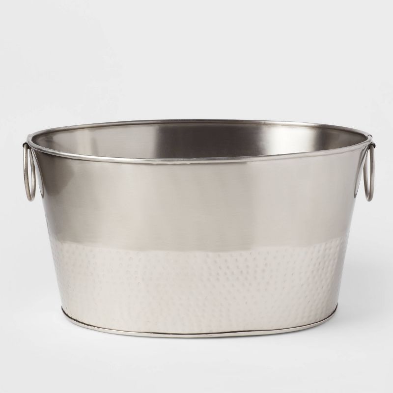 23.5L Stainless Steel Hammered Metal Oval Beverage Tub - Threshold&#8482;, 1 of 4