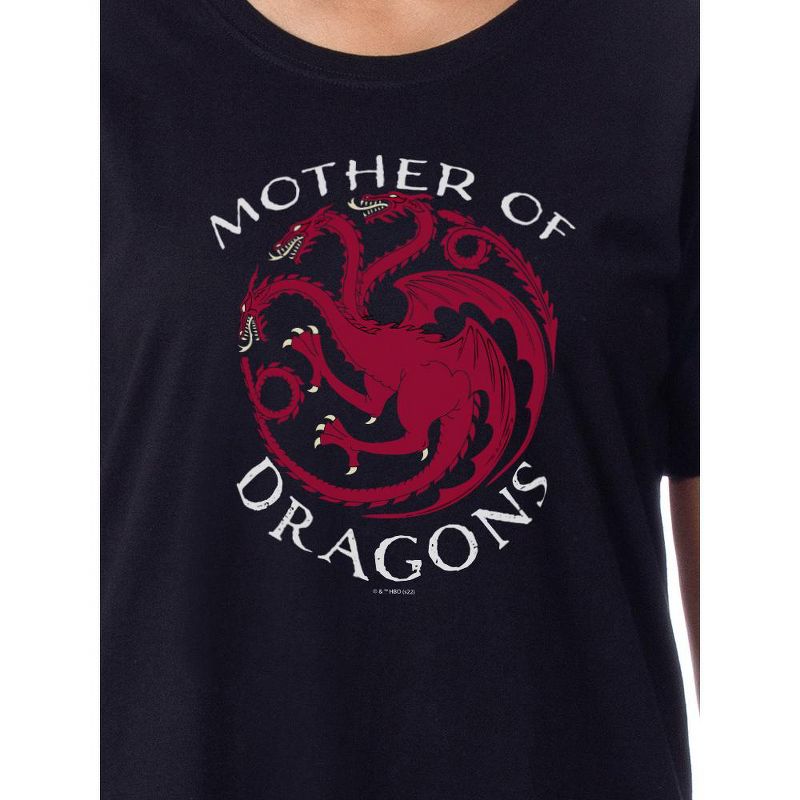 Game Of Thrones Women's Mother Of Dragons Nightgown Sleep Pajama Shirt Black, 2 of 4