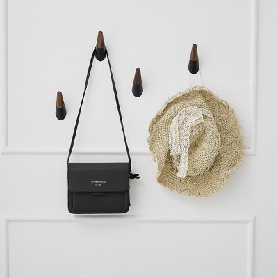 Black and Walnut Wall Mounted Towel Hooks Set