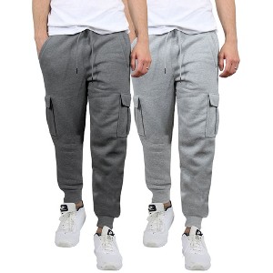 Blue Ice Apparel Men's Heavyweight Fleece-Lined Cargo Jogger Sweatpants -2 Pack - 1 of 3