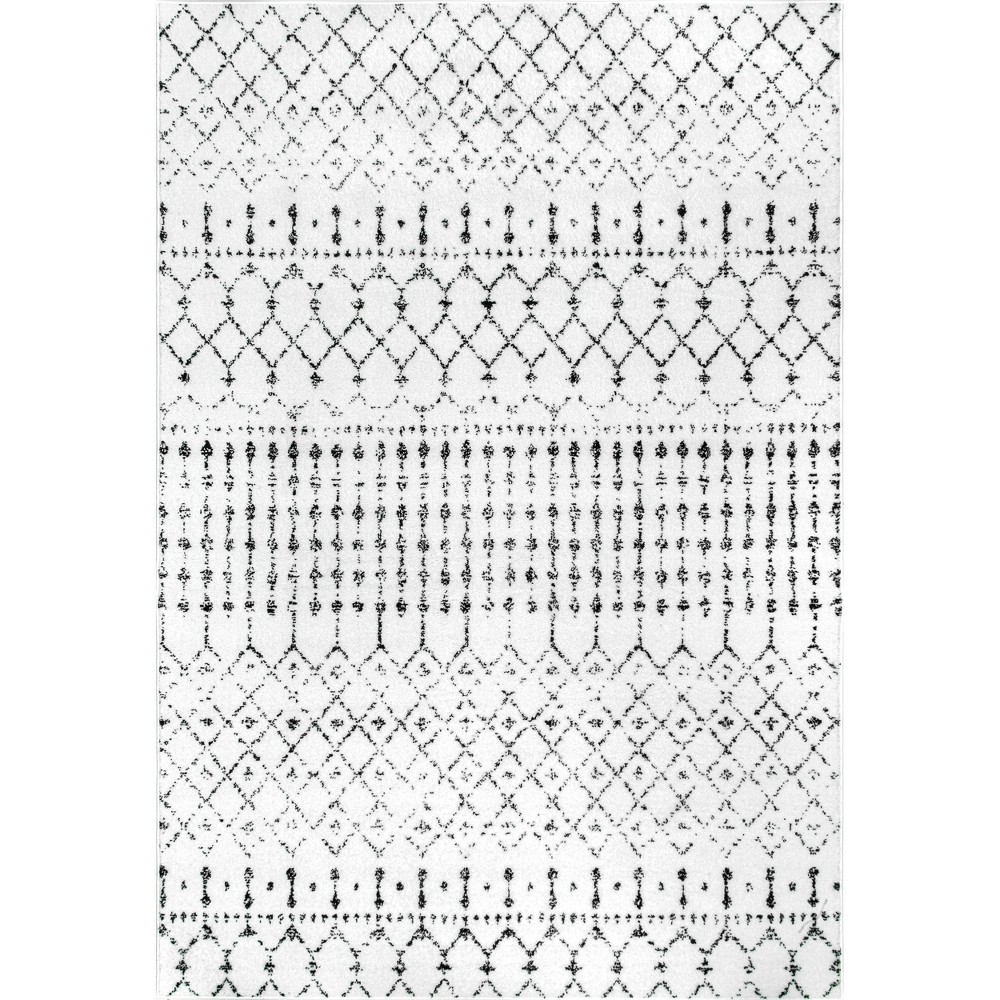 8'x10' Moroccan Blythe Area Rug White - nuLOOM