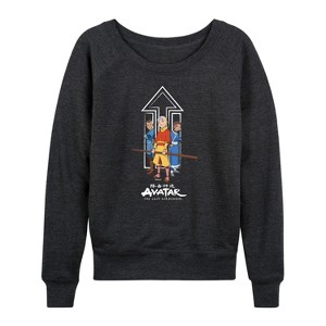 Women's - Avatar: The Last Airbender - Trio Lightweight French Terry Wide Neck Long Sleeve Shirt - 1 of 4