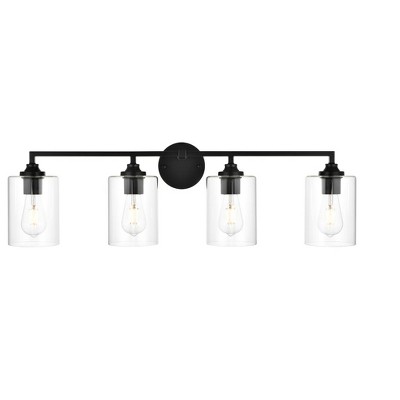 Elegant Lighting Mayson 4 light Black and Clear Bath Sconce