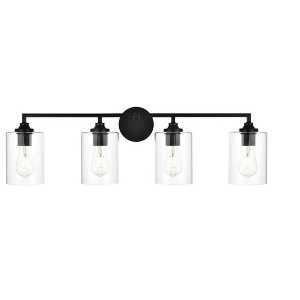 Elegant Lighting Mayson 4 light Black and Clear Bath Sconce - 1 of 4