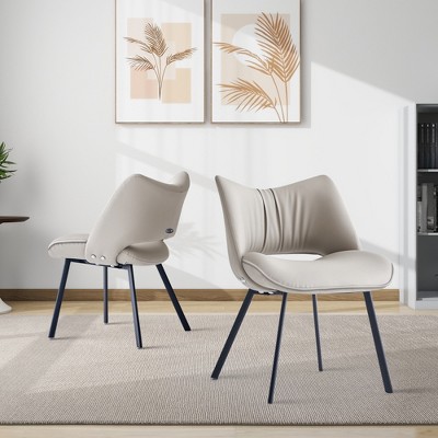 Gaoyangjiaju 19.6 in. Modern Dining Chair with Microfiber Leather Upholstery and Metal Legs