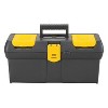 Stanley Tools 16-In. Portable Plastic Tool Box with 2 Lid Organizers, 016011R in Black - image 3 of 4