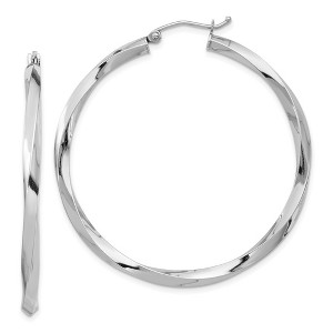 Black Bow Jewelry 3mm, Sterling Silver, Twisted Round Hoop Earrings, 45mm Dia.(1 3/4 In) - 1 of 4