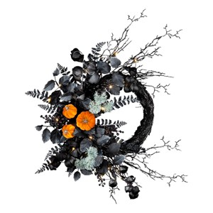20" Prelit LED Halloween Pumpkin Wreath Warm White Lights - National Tree Company - 1 of 4