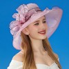 Anna-Kaci Women's Wide Brim Organza Dress Hat with Sheer Ribbon Floral Design for Formal Events and Sun Protection - 4 of 4