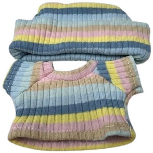 Doll Clothes Superstore Pastel Rainbow Stripe Sweater and Hat Set for 17.5 cm Labubu Dolls - 1 of 4