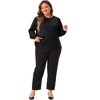 Agnes Orinda Women's Plus Size Work Office Crew Neck Pleated Long Sleeve Blouse - 3 of 4