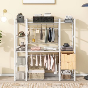 69"W Open-Style Wardrobe Metal Wardrobe with 2 Drawers, Shelves and Hanging Rail-ModernLuxe - 1 of 4