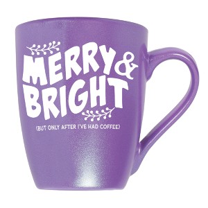 Elanze Designs Merry & Bright But Only After I'Ve Had After Coffee Passion Purple 10 ounce New Bone China Coffee Cup Mug - 1 of 4