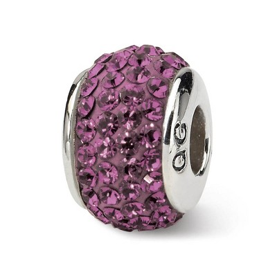 Black Bow Jewelry Sterling Silver with Purple Crystals February Birthstone Bead Charm