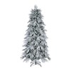 Hrinhom 7FT Slim Flocked Christmas Tree Pre-lit, Skinny Noble Artificial Christmas Tree Easy Assembly - 2 of 4