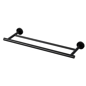 WOWOW 36 in. Wall Mounted Towel Bar in Matte Black, Stainless Steel Double Towel Holder - 1 of 4
