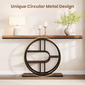 Console Table for Entryway, Storage Shelves, 5-Tier Narrow Accent Table with Circle Storage Shelves for Living Room, Hallway, o-Shaped Metal Frame - 1 of 4