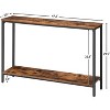 Console Table, 47.2-inch Narrow Entry Table, Metal Frame, Rustic Brown and Black - 3 of 4