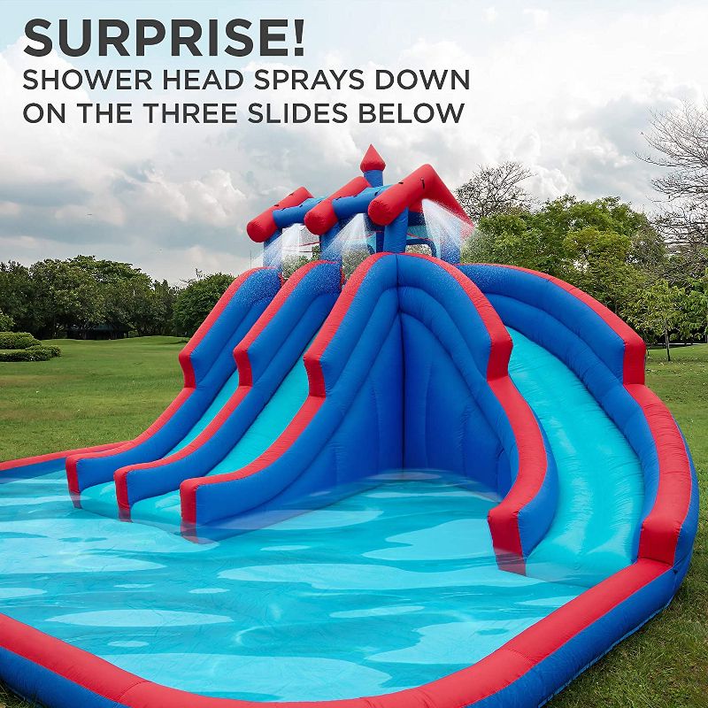 Sunny & Fun Inflatable Kids Backyard Triple Water Slide Castle Park, 4 of 8