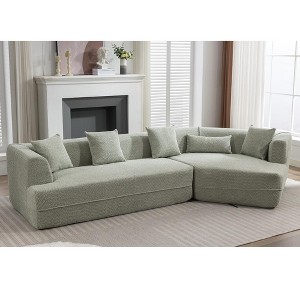 DOMETOUR Modern Minimalist Upholstered Sectional Sofa for Living Room, Modular Sofa Set with Pillows - 1 of 4