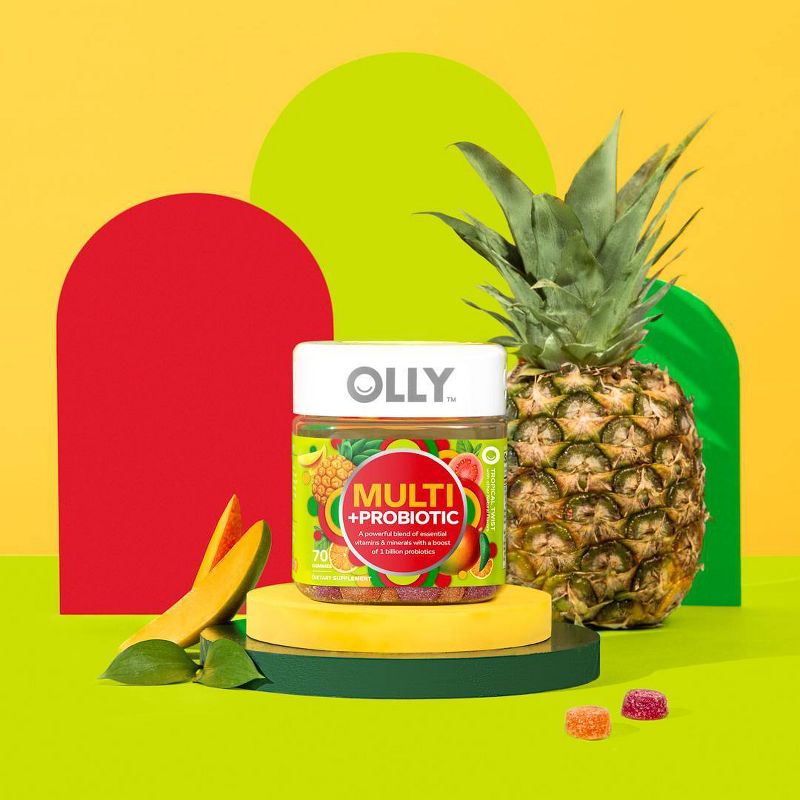OLLY Adult Multivitamin + Probiotic Supplement Gummies - 70ct, 3 of 12