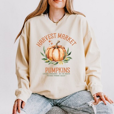 Simply Sage Market Women's Lightweight Garment Dyed Graphic Sweatshirt Harvest Market Pumpkin