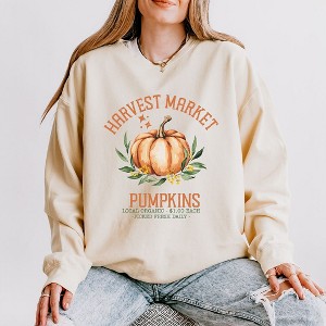 Simply Sage Market Women's Lightweight Garment Dyed Graphic Sweatshirt Harvest Market Pumpkin - 1 of 4