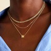 HTUTWOO Dainty 3Pcs Layered Stacked Necklace 14K Gold Plated Necklace Circle Chain Necklaces Non Tarnish Waterproof Jewelry Birthday Jewelry Gifts - 2 of 4