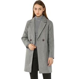 INSPIRE CHIC Women's Notched Lapel Double Breasted Raglan Sleeve Winter Coat - 1 of 4