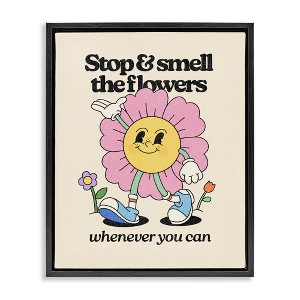 Stupell Industries Vintage Smell The Flowers Black Framed Floater Canvas Wall Art - 1 of 4