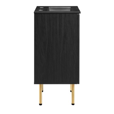 Chaucer Black and Gold Rattan Bathroom Vanity with Ceramic Basin