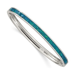 Chisel Stainless Steel Polished Imitation Opal 4.75mm Hinged Bangle - 1 of 4