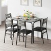 5 Pieces Metal Frame Square Dining Table Set with 4 Chairs for Home, Office, Restaurant, Easy Clean - 2 of 4
