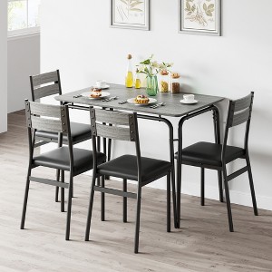 5 Piece Dining Table Set, Kitchen Dining Room Table Set for 4, Square Table, Metal Frame, MDF Board, Upholstered Chairs, Easy Assembly, for Home - 1 of 4