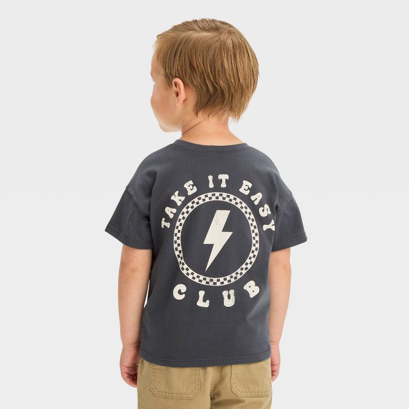 Grayson Mini Toddler Boys' Jersey Knit Take It Easy T-Shirt - Black, 3 of 7