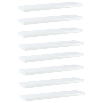 VidaXL Bookshelf Boards 8 pcs High Gloss White 15.7 in.x3.9 in.x0.6 in. Engineered Wood