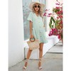 Maternity Swiss Dot Dress Summer V Neck Short Sleeve Button Down Mini Dress Baby Shower Photoshoot with Pockets - 3 of 4