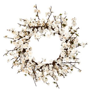 Nearly Natural 24-in Plum Blossom Wreath - 1 of 1
