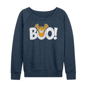 Women's - Garfield - Boo Lightweight French Terry Wide Neck Long Sleeve Shirt - 1 of 4