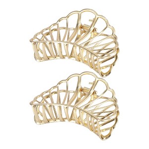 Unique Bargains Women's Metal Hair Clips Gold Tone 2 Pcs - 1 of 4