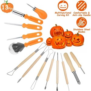 Racxily 13Pcs Halloween Pumpkin Carving Kit Stainless Steel Carving Kit Pumpkin Sculpting Cutting Kit Halloween Decorative Tools - 1 of 4