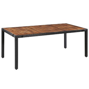 vidaXL Outdoor Dining Set - Poly Rattan and Acacia Wood, Water-Resistant and Durable - 9 Pieces with 1 Table and 8 Chairs - Brown/Black - 1 of 4