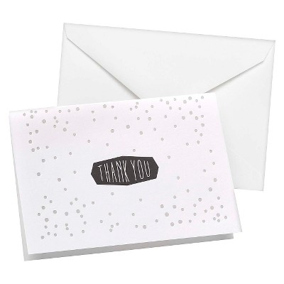 50ct Polka Dot Wedding Collection Thank You Cards Silver