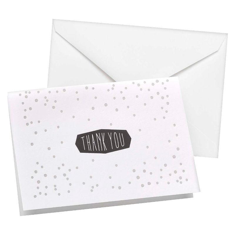 50ct Polka Dot Wedding Collection Thank You Cards Silver, 1 of 2
