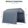 Outdoor Storage Shed, Portable Carport with Roll-up Ventilated Zipper Door and Windows, Heavy Duty Waterproof Tarp, for Motorcycle, Bike - 3 of 4