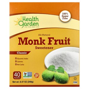 Health Garden All-Natural Monk Fruit Sweetener, Classic, 40 Packets, 0.21 oz (6 g) Each - 1 of 4